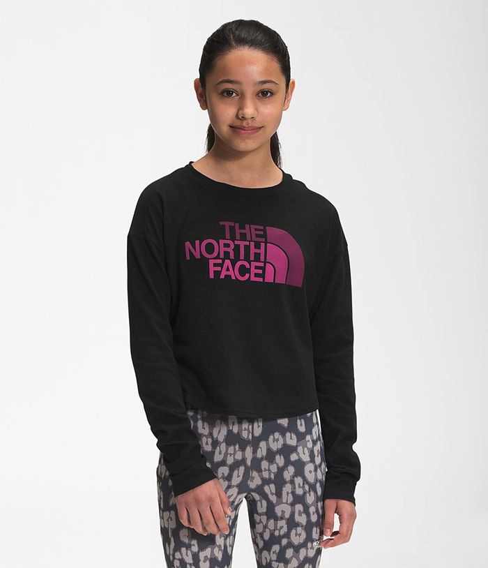 Top The North Face Niña Negras Manga Larga Gráfico Tee 28175HJOM